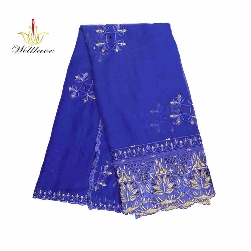 Cotton Cutwork Embroidered Fabric with Irregular Rhinestone Stones BZ111