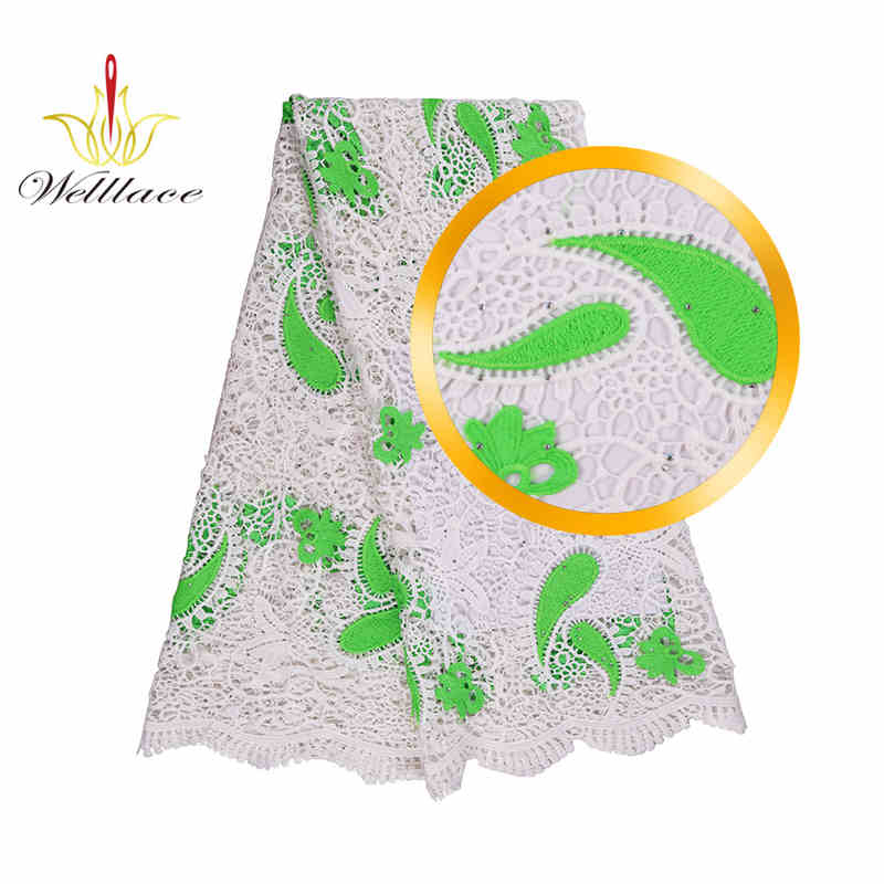 Milk-Silk Water-Soluble Guipure Rhinestone Lace Fabric BZ2001
