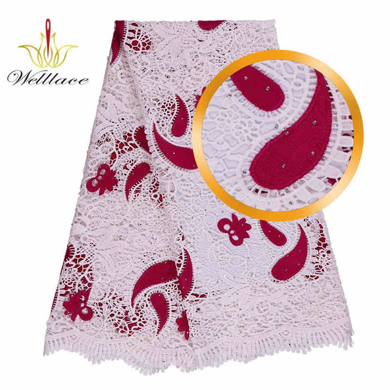 Milk-Silk Water-Soluble Guipure Rhinestone Lace Fabric BZ2001 - Image 3