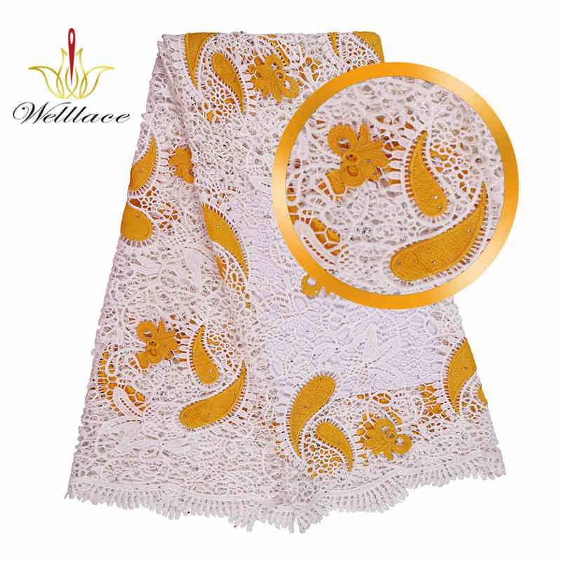 Milk-Silk Water-Soluble Guipure Rhinestone Lace Fabric BZ2001 - Image 4