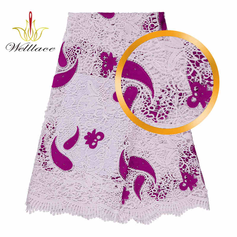 Milk-Silk Water-Soluble Guipure Rhinestone Lace Fabric BZ2001 - Image 5