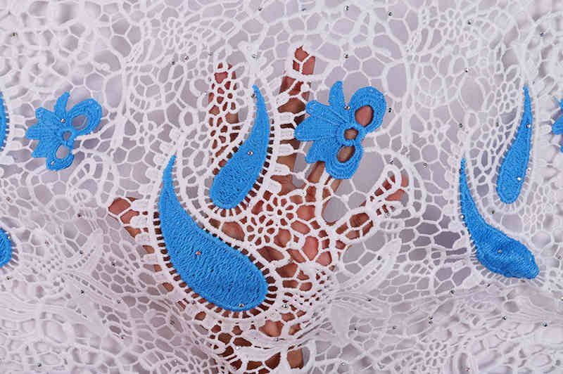 Milk-Silk Water-Soluble Guipure Rhinestone Lace Fabric BZ2001 - Image 6