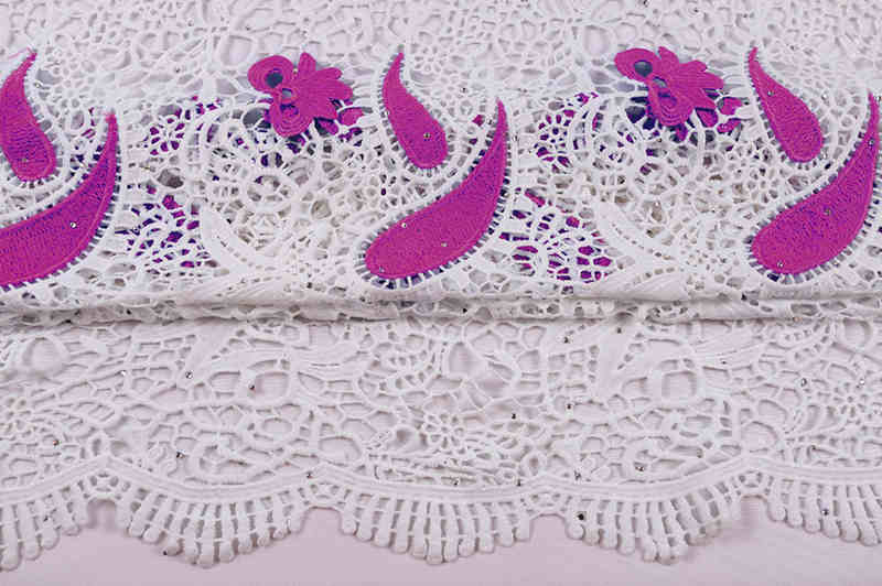 Milk-Silk Water-Soluble Guipure Rhinestone Lace Fabric BZ2001 - Image 7
