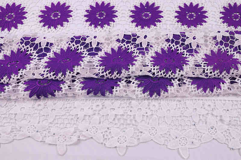 African Pattern Milk-Silk Guipure Lace Fabric with Hot-Fix Stones BZ2011 - Image 10