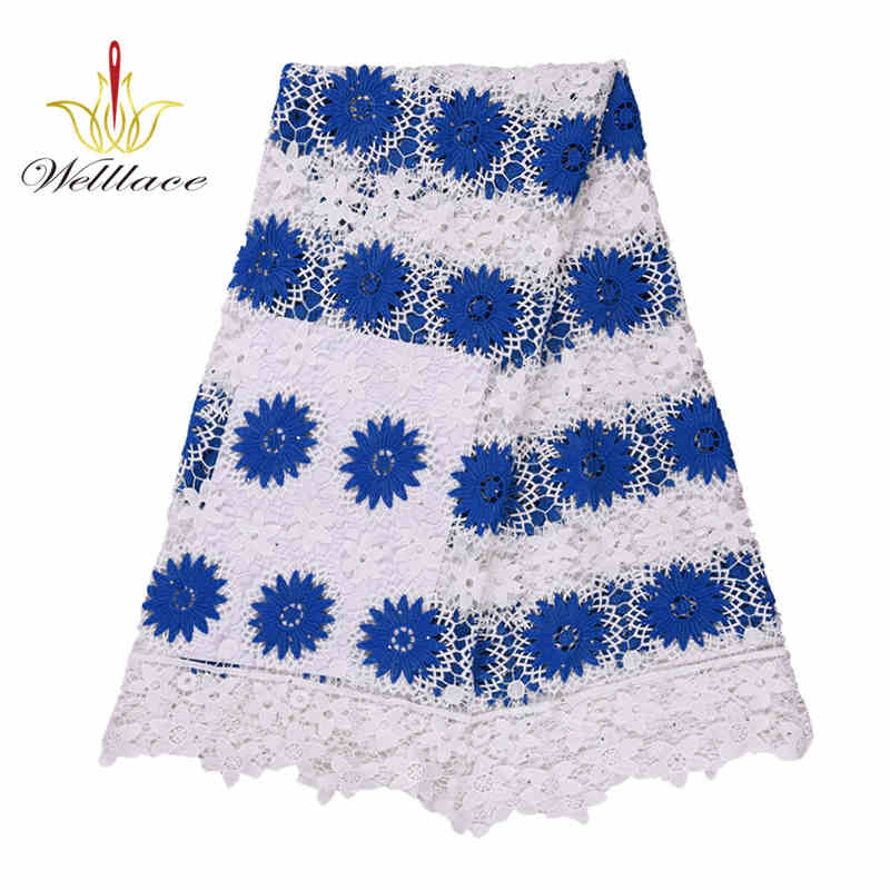 African Pattern Milk-Silk Guipure Lace Fabric with Hot-Fix Stones BZ2011 - Image 2