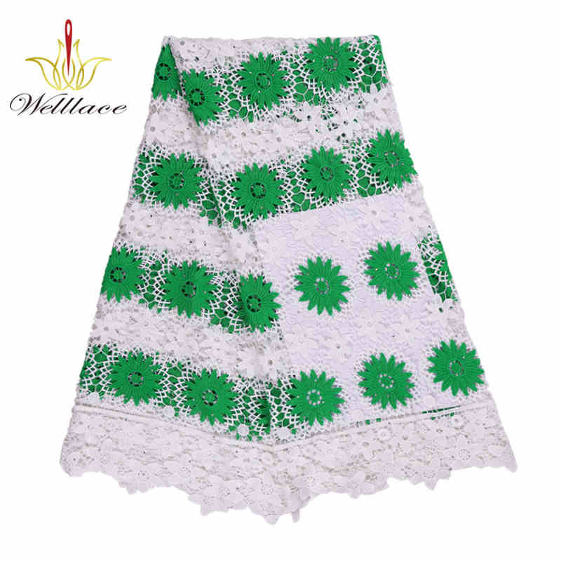 African Pattern Milk-Silk Guipure Lace Fabric with Hot-Fix Stones BZ2011 - Image 3