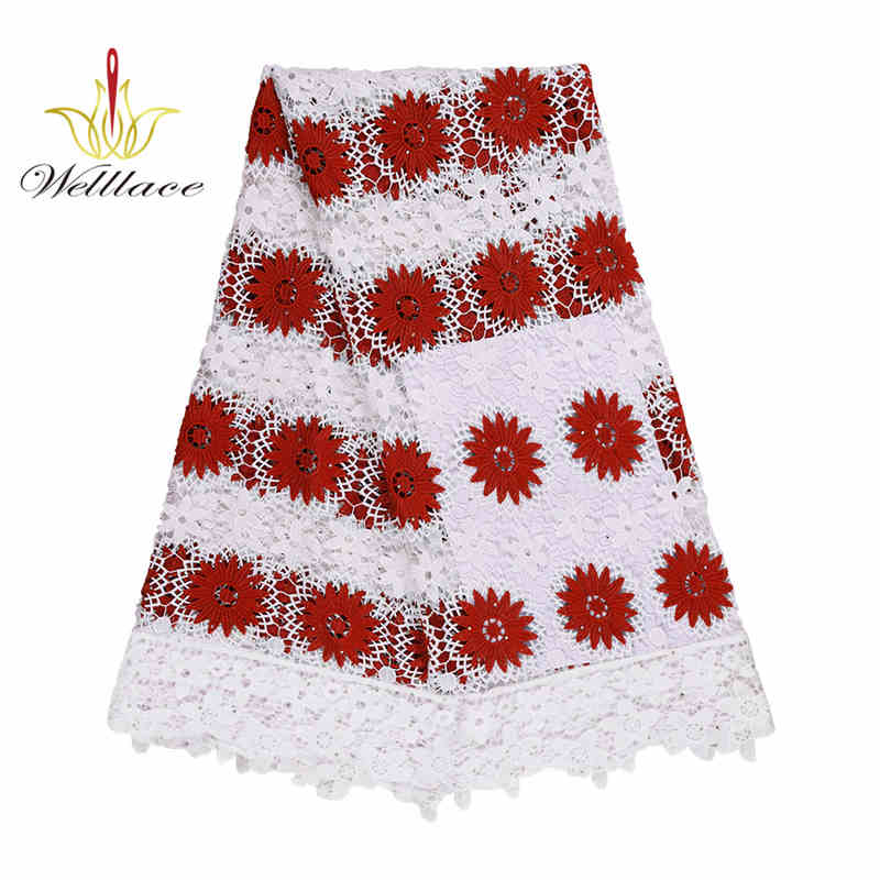 African Pattern Milk-Silk Guipure Lace Fabric with Hot-Fix Stones BZ2011 - Image 5