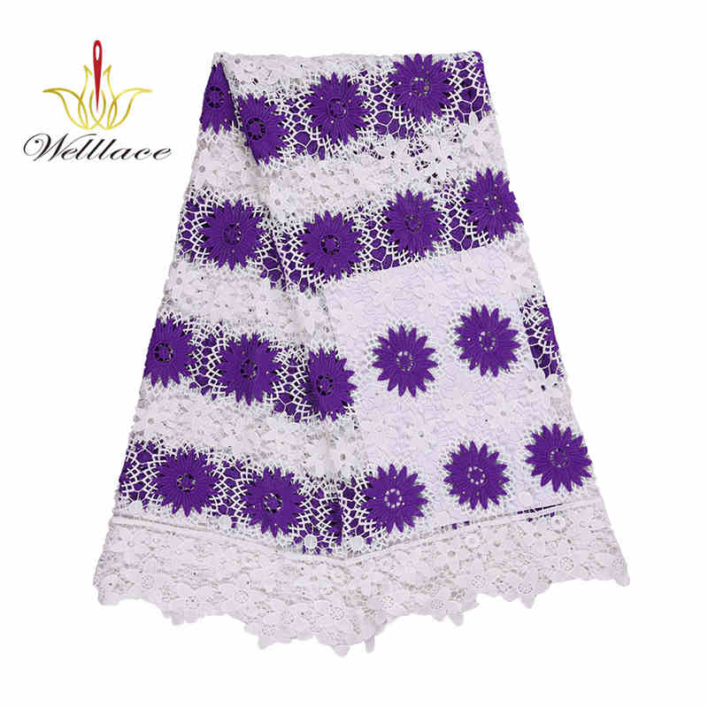 African Pattern Milk-Silk Guipure Lace Fabric with Hot-Fix Stones BZ2011 - Image 6