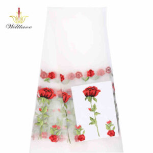 Delicate Rose Polyester Embroidered Mesh Fabric DM1012
