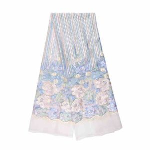 Light Blue Floral Polyester Embroidered Mesh Fabric DM1015