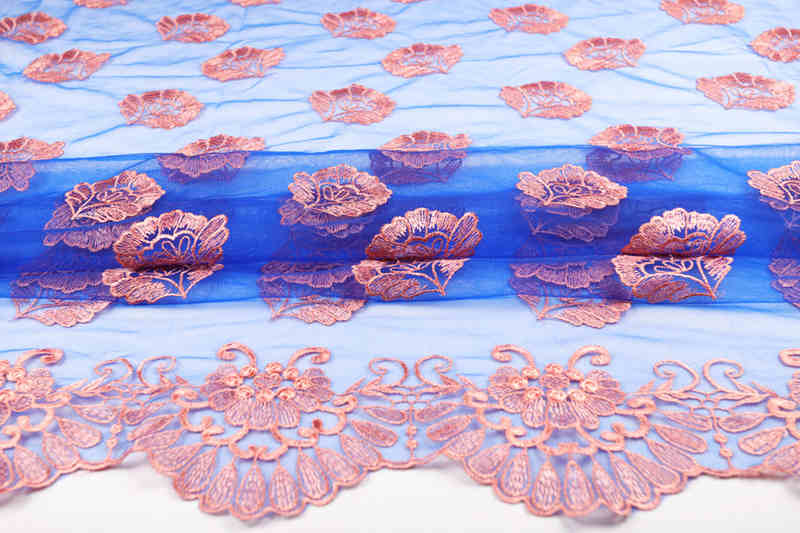 Contrast-Color Polyester Embroidered Mesh Fabric DM1030 - Image 2