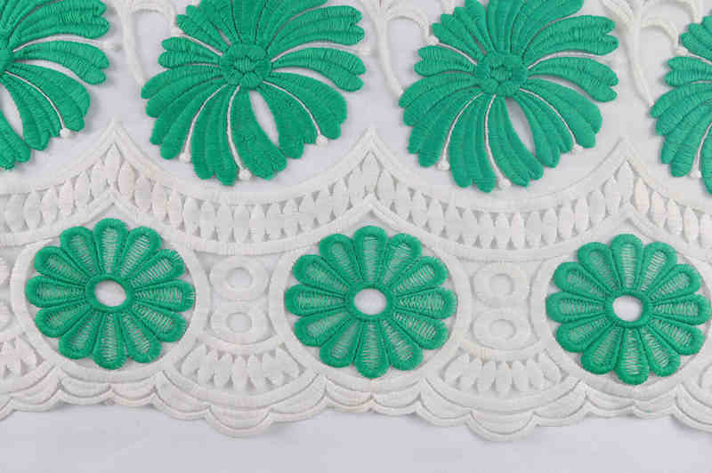 Green Milk-Silk Style Matte Embroidered Mesh Fabric DM1033 - Image 2