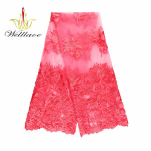 Tone-on-Tone Coral Polyester Embroidered Mesh Fabric DM1044