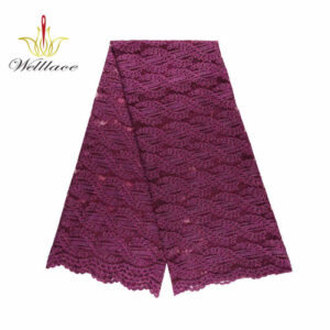 Single-Color Purple Polyester Embroidered Mesh Fabric DM1059