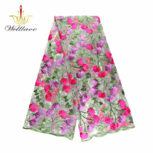 High-Saturation Floral Polyester Embroidered Mesh Fabric DM1064