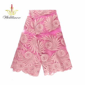 Pink Milk-Silk Style Matte Embroidered Mesh Fabric DM1162