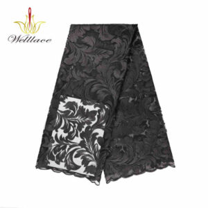 Black Milk-Silk Style Matte Embroidered Mesh Lace Fabric DM1167