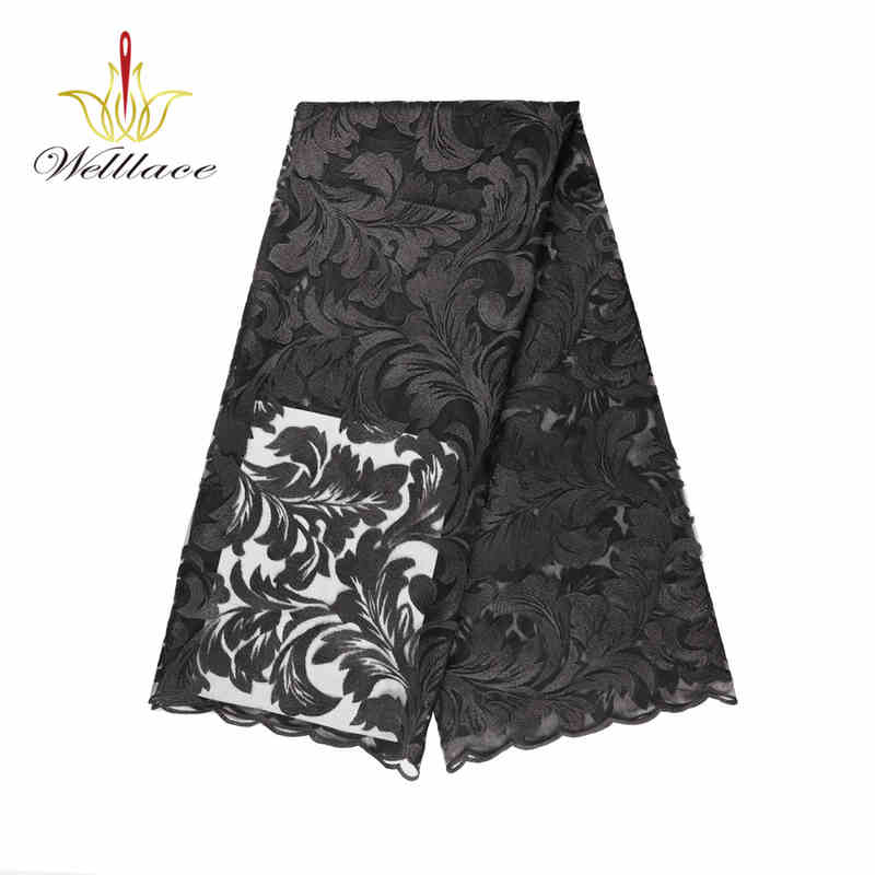 Black Milk-Silk Style Matte Embroidered Mesh Lace Fabric DM1167