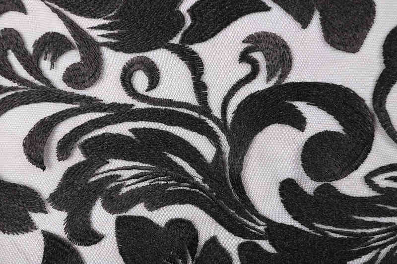 Black Milk-Silk Style Matte Embroidered Mesh Lace Fabric DM1167 - Image 4