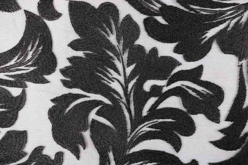 Black Milk-Silk Style Matte Embroidered Mesh Lace Fabric DM1167 - Image 5