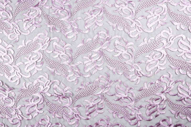 Black and White Scroll Polyester Embroidered Mesh Fabric DM1179 - Image 4
