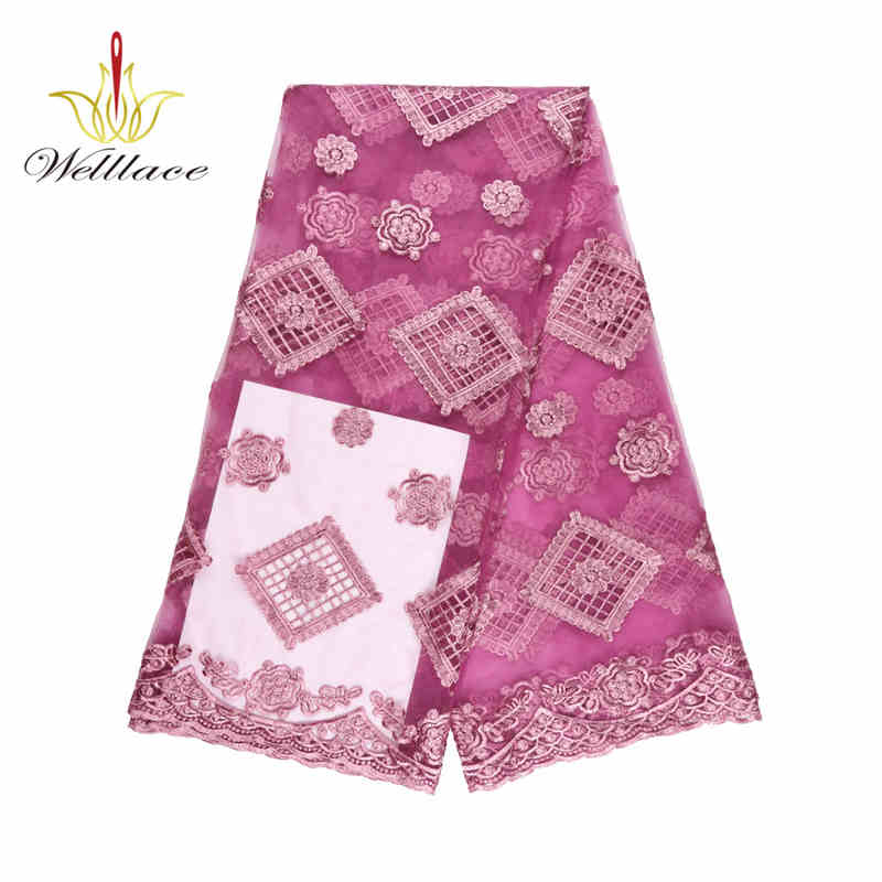 Geometric Floral Polyester Embroidered Mesh Fabric DM1211