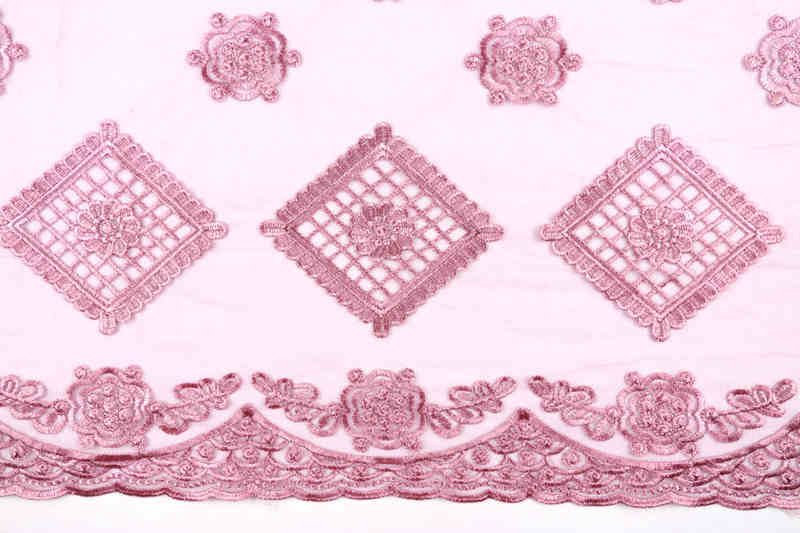 Geometric Floral Polyester Embroidered Mesh Fabric DM1211 - Image 3