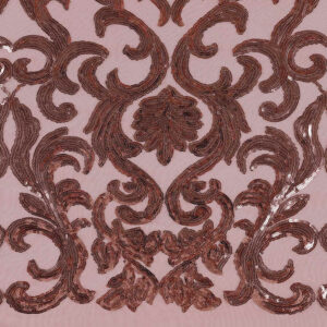 Rose Gold Baroque Sequin Embroidered Mesh Fabric DMN1006S