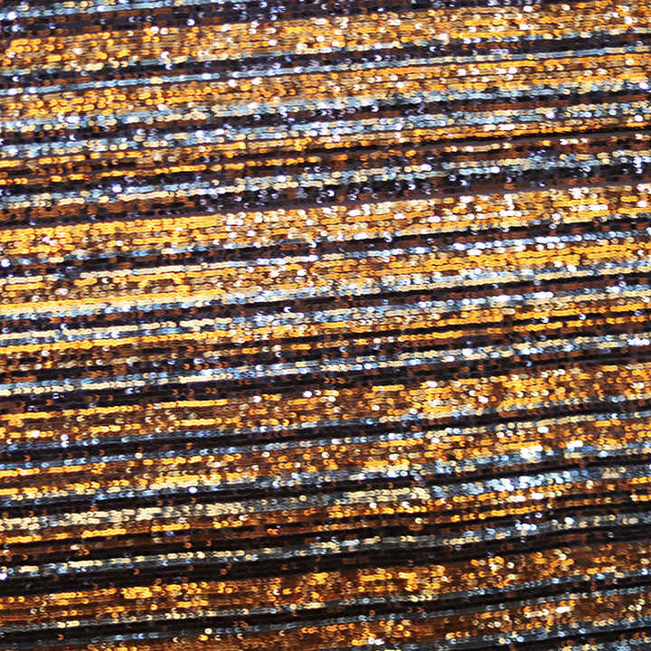 Multicolor Vertical Stripe Sequin Embroidered Mesh Fabric DMN1020S