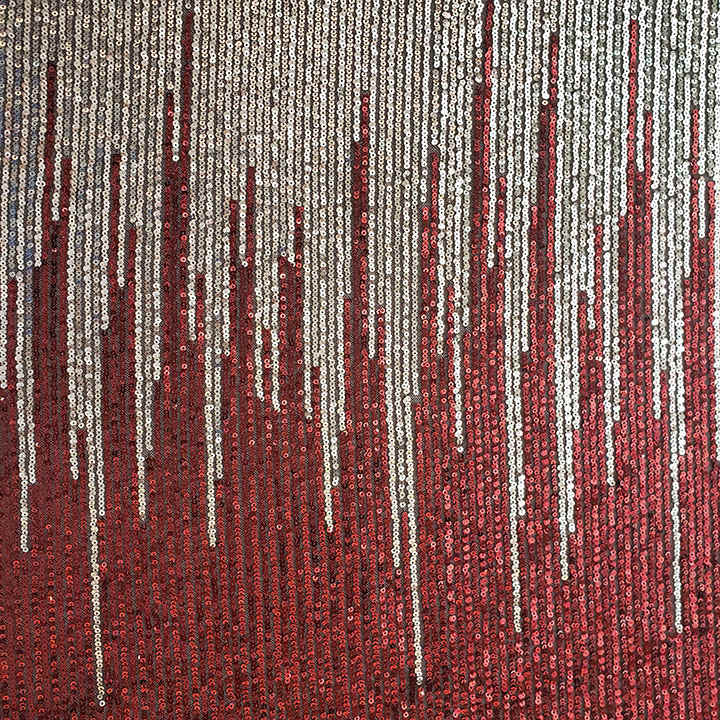 Vertical Stripe Sequin Embroidered Mesh Fabric DMN1021S