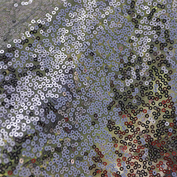 Reflective Silver Mirror Sequin Embroidered Mesh Fabric DMN1022S
