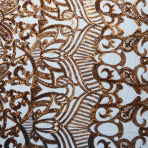 Metallic Scroll Sequin Embroidered Mesh Fabric DMN1026S