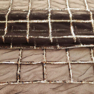 Classic Grid Sequin Embroidered Mesh Fabric DMN1032S