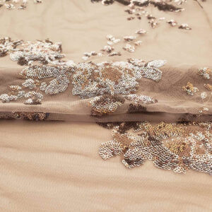 Floral Scatter Sequin Embroidered Mesh Fabric DMN1034S
