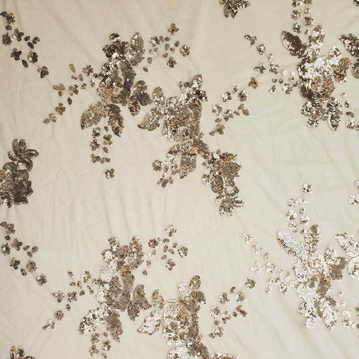 Floral Scatter Sequin Embroidered Mesh Fabric DMN1034S - Image 2