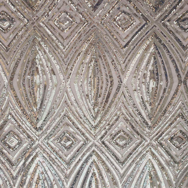 Chevron Sequin Embroidered Mesh Fabric DMN1038S - Image 2
