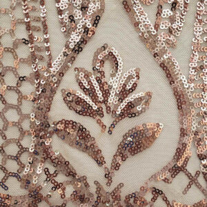 Champagne Art Deco Sequin Embroidered Mesh Fabric DMN1044S