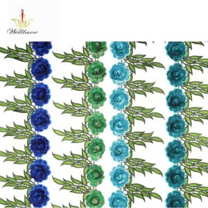 Colorful 3D Hand-Sewn Flower Lace Trim for Wedding and Ceremony Dresses ETLH1004