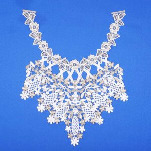 Elegant Gold-Thread Embroidered Neckline Applique for Women’s Dress ETN10041