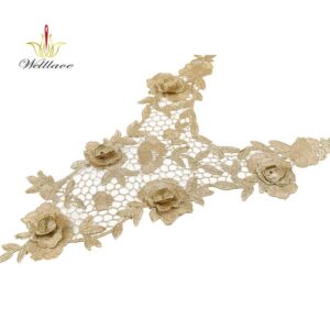 Elegant Gold Thread Embroidered Neckline Patch for Abaya and Fashion Dress ETN1010