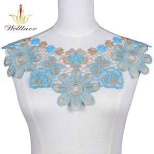 Gold Color Embroidered Neckline Applique for Abaya and Modest Dress ETN10201