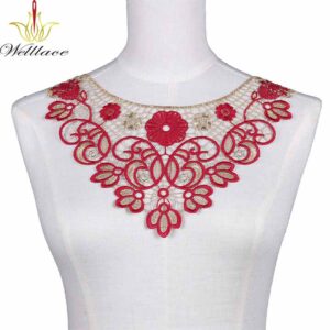 Ornamental Metallic Thread Neckline Patch for Kaftan and Boubou Garments ETN10203