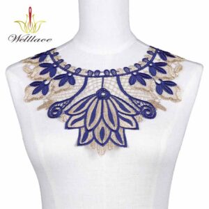 Multicolor Gold Embroidery Collar Applique for African Women’s Fashion ETN10205