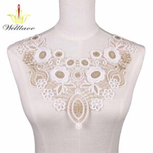 Gold Metallic Neckline Patch for Women’s Modest Fashion and Dress Trim ETN10215