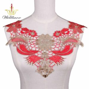 Decorative Gold-Color Neckline Applique for Boubou and Modest Wear ETN10221