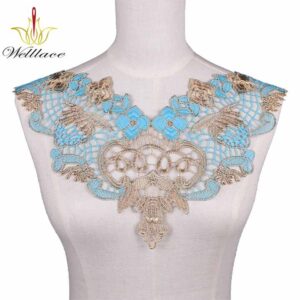 Regal Gold and Multicolor Embroidered Neckline Patch for Occasionwear ETN10223