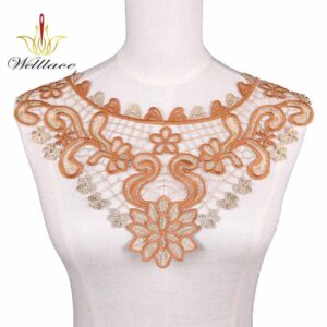 Elegant Multicolor Gold Thread Collar Applique for Women’s Dress Decoration ETN10227