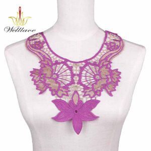 Colorful Metallic Embroidered Neckline Motif for Kaftan Robe and Abaya ETN10229