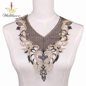 Traditional-Style Gold Embroidery Neckline Trim for Modest Fashion ETN10233