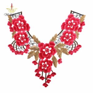 Decorative Multicolor Embroidered Neckline Applique for Dress Decoration ETN3002